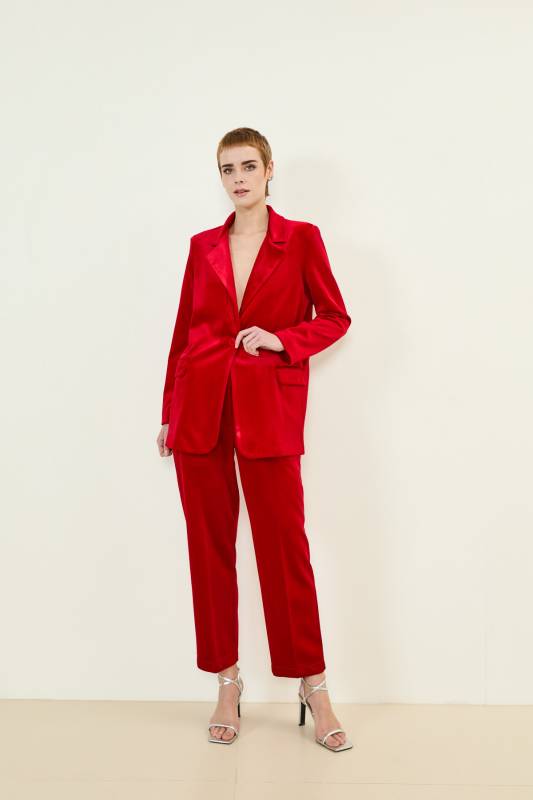 PANTALON CHINO DE TERCIOPELO ROJO