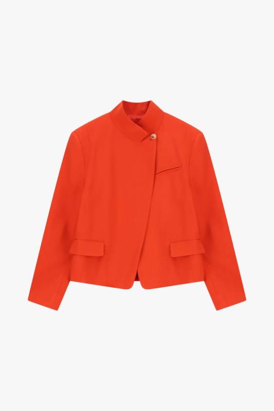 Blazer corto con cuello alto y...